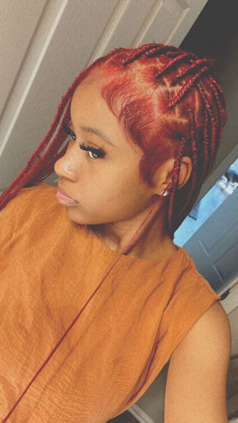 ˚୨୧⋆ @bella2angel Red Hair Inspo, Cute Braided Hairstyles, Dyed Hair Inspiration, Braids Hairstyles Pictures, Cute Box Braids Hairstyles, Quick Braided Hairstyles, Dyed Natural Hair, Protective Hairstyles Braids, Pretty Braided Hairstyles