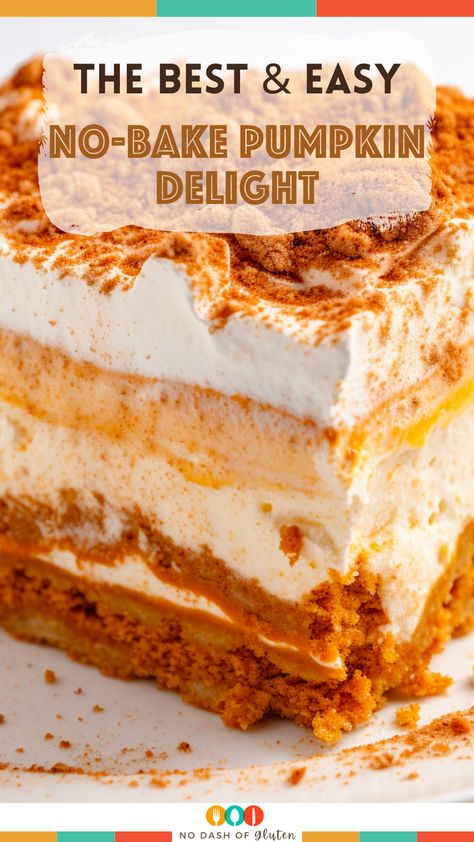 Recipes With Ginger Snap Crust, Creamy Layered Pumpkin Dessert With A Ginger Snap Crust, Pumpkin Puree Desserts, Ginger Snap Crust, Layered Pumpkin Dessert, Pumpkin Fluff, Pumpkin Delight, Bake Pumpkin, Gingersnap Crust