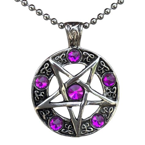 PRICES MAY VARY. Celtic Pagan Wiccan Jewelry Inverted Pentagram Star Pentacle Purple Crystal Shiny Men's Women's Pendant Necklace Protection Amulet Money Wealth Lucky Charm Safe Travel Magic Talisman Silver Ball Chain Inverted Pentacle w Purple Crystal Measurement: approximately 3.5 x 3.5 centimeters (For size reference of the pendant, Please view the picture which has a penny and a quater coin next to it to compare) 22 inches silver ball chain Lucky Magic Pendant Celtic Pagan Wiccan Jewelry Inv Inverted Pentacle, Magic Talisman, Magic Pendant, Celtic Pagan, Inverted Pentagram, Money Wealth, Wiccan Jewelry, Protection Amulet, Purple Crystal