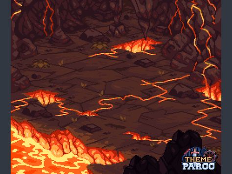 Volcanic Rift by Phil Giarrusso Pixel Art Landscape, Monster Squad, 8bit Art, Casual Art, Pixel Games, 8 Bits, Art Things, Game Concept, Freelance Illustrator