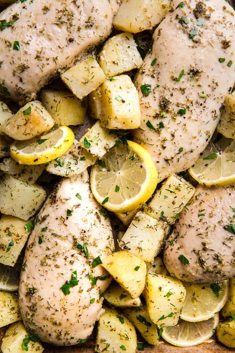 A super lemony, herbal marinade is the key to making this simple chicken-and-potatoes freezer meal radiate bright, summery, sun-soaked flavors—even after months in the freezer. Potato Freezer, Greek Chicken And Potatoes, Chicken Freezer, Greek Chicken Marinade, Baked Greek Chicken, Easy Chicken Marinade, Chicken Freezer Meals, Freezer Dinners, Greek Chicken Recipes