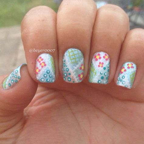 Nail Art Patchwork, Patch Work Nail Art, Patchwork Nail Designs, Quilted Nails Designs, Patchwork Nail Art, Quilt Nails Designs, Quilt Nails, Weekly Hairstyles, Patchwork Nails