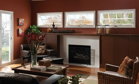 How To Choose The Window Style That's Best For Your Home Awning Windows, Metal Fireplace, Leather Sofa Living Room, Basement Windows, Leaded Glass Windows, Leather Sofa Set, Traditional Fireplace, Window Awnings, Living Room Windows