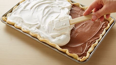 Pie For A Crowd, Desserts Pie, Slab Pie Recipes, Pillsbury Pie Crust, French Silk Pie, Silk Pie, Chocolate Slabs, Pillsbury Recipes, Slab Pie