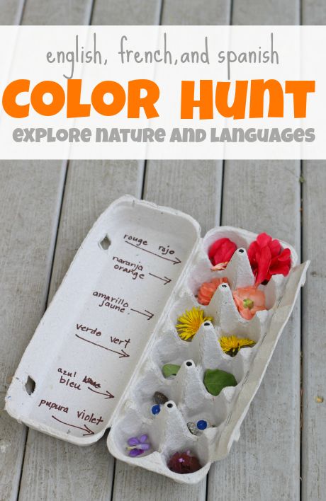 teach kids Spanish and French color words with an outdoor color hunt Santa Math, Color Hunt, Circle Time Activities, Rhyming Activities, Math Center Activities, Forest School, Outdoor Learning, Preschool Lessons, Teaching Preschool