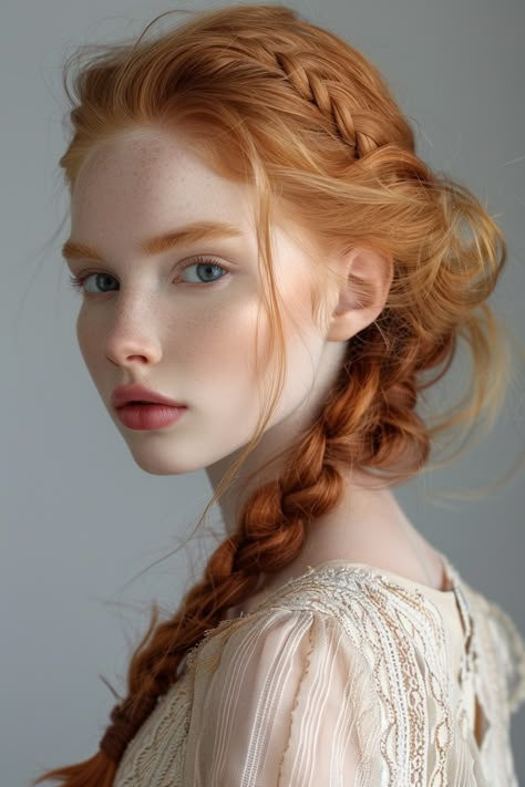 72+ Beautiful Strawberry Blonde Hair Ideas Dutch Braid Headband, French Braid Headband, Boho Braids Ginger, Braids Ginger, Ginger Braids, Red Hair Green Eyes, French Braid Ponytail, Single Braid, Hair Maintenance Tips