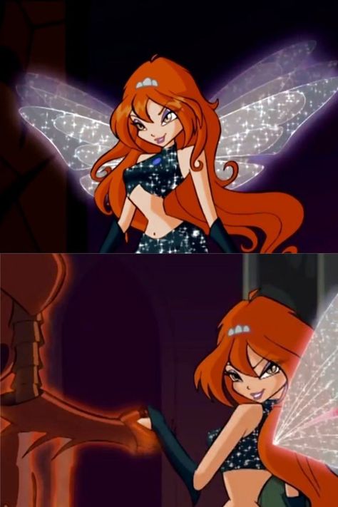 Dark Bloom Winx Club Aesthetic, Dark Bloom Winx Club, Evil Bloom, Redhead Cartoon Characters, Red Head Cartoon, Winx Aesthetic, Bloom Winx, Hot Halloween Outfits, Klub Winx