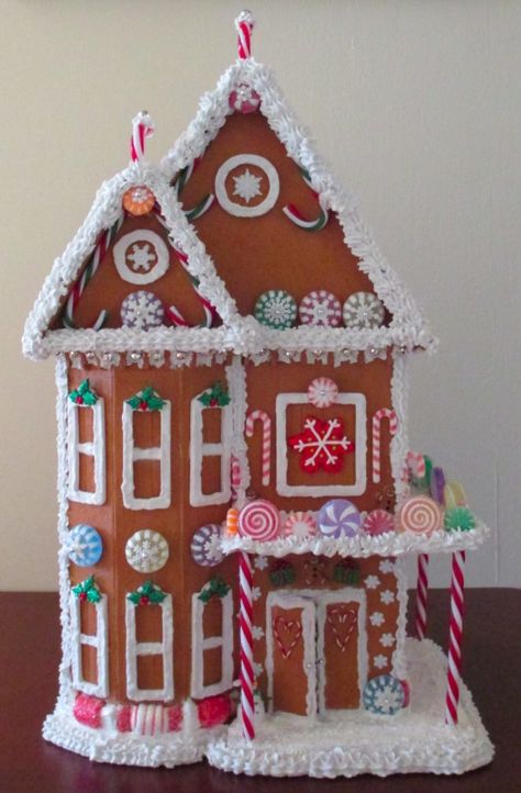 Diy Fake Gingerbread House, Fake Gingerbread House Diy, Faux Gingerbread House Diy, Fake Gingerbread House, Faux Gingerbread House, Gingerbread House Diy, Faux Gingerbread, Xmas Village, Gingerbread House Candy