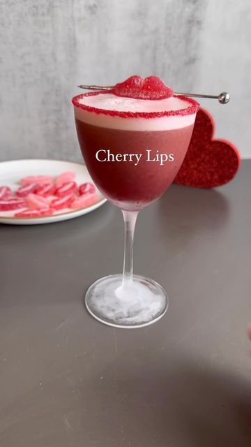 Valentine's Cocktail, Gin Cherry Cocktail, Valentine’s Day Cocktail Recipes, Cherry Cocktails, Galentines Cocktails Vodka, Cherry Vodka Sour, Valentine’s Day Cocktails Tequila, Vodka Sour, Girly Drinks