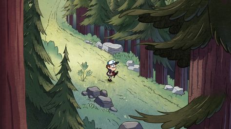 Gravity Falls S1E11 background art Bg Design, Gravity Falls Art, Forest Background, Fall Background, Background Drawing, Forest Theme, Background Art, Cartoon Background, Landscape Illustration