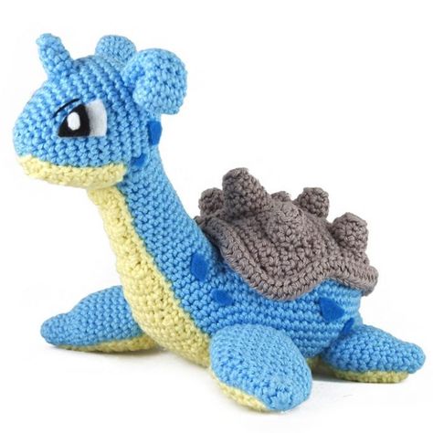 Pokemon Arigumi, Lapras Crochet Pattern Free, Pokemon Amigurumi Free Pattern, Crochet Pokemon Pattern, Pokemon Crochet Patterns Free, Corsola Pokemon, Pokemon Lapras, Small Stuffed Toys, Pokemon Amigurumi