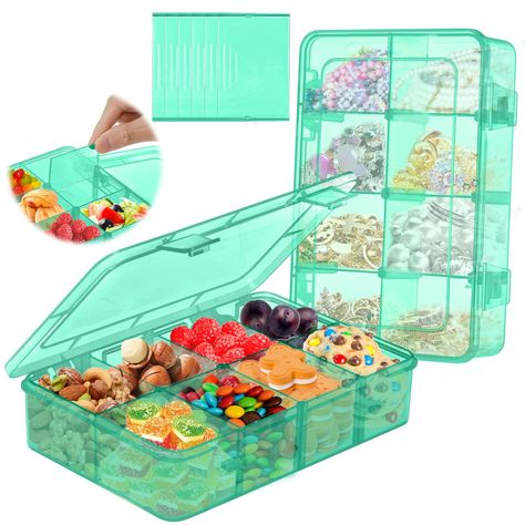 PRICES MAY VARY. Snack container with Lid, easy to clean. It's perfect for any occasion, whether it's a commuter party, picnic, travel, movie night or casual gathering. Lets you carry your favorite snacks effortlessly. 8 compartments allow for the storage of various snacks, fruits, sandwiches, veggies, or desserts, encouraging portion control and assortment without requiring multiple containers. Provides flexibility based on item size. By removing six compartments, you can easily accommodate dif Candy Organizer, Snack Platters, Prep Food, Snack Organizer, Portable Snacks, Snack Platter, Store Snacks, Snack Containers, Snack Box