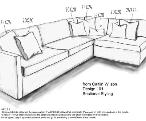 Sectional With Pillows, Couch Pillow Arrangement, U Couch, Couch Styling, White Sectional, Throw Pillows Living Room, Couch Decor, Grey Sectional, Pillow Arrangement