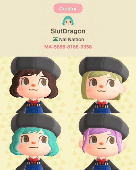 Animal Crossing Hair, Acnh Idea, Acnh Cottagecore, Animal Crossing 3ds, Animals Crossing, Acnh Design, Stylish Hairstyles, Animal Crossing Qr Codes Clothes, Qr Codes Animal Crossing