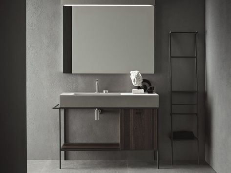 Download the catalogue and request prices of Craft - composition n03 By novello, bathroom furniture set design Stefano Cavazzana, craft Collection Furniture Sets Design, Sink Mirror, Minimal Interior Design, Concrete Bathroom, Bathroom Furniture Sets, Bad Inspiration, Bad Design, Minimalism Interior, Bathroom Toilets