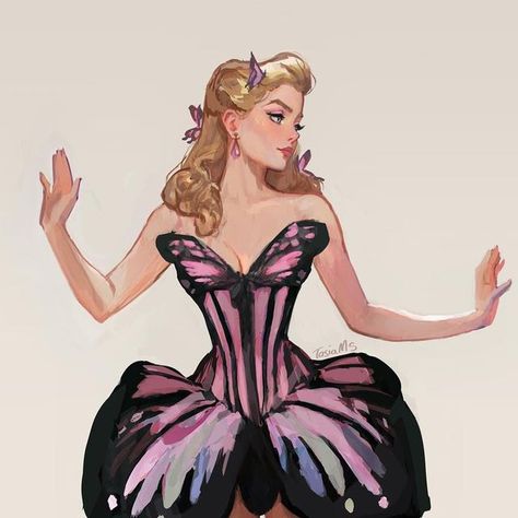 Buterfluffy Dress, Barbie Fashion Illustration, Barbie Mariposa Fanart, Barbie Cosplay Ideas, Butterfly Barbie, Tasia M S, Butterfly Dresses, Butterfly Princess, Barbie Fairy