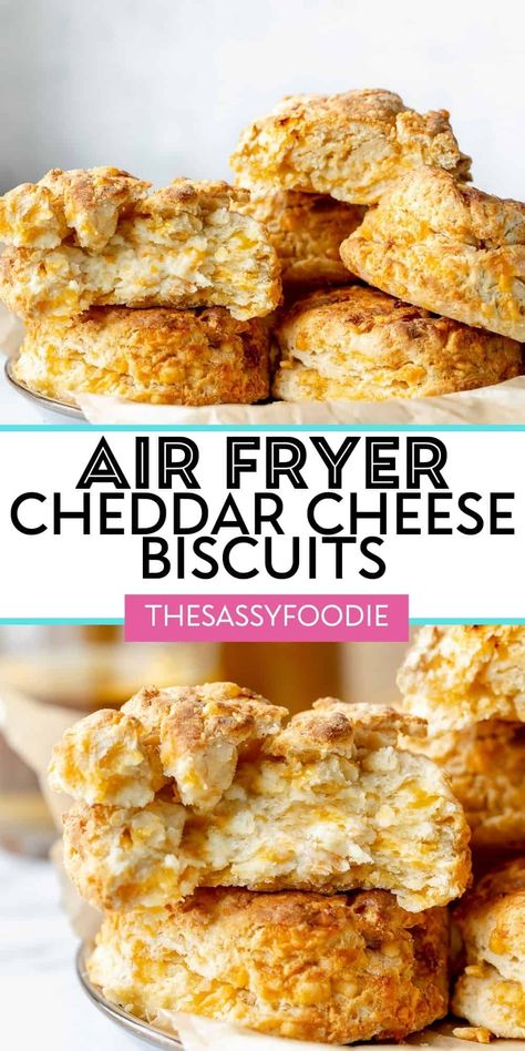 Homemade Air Fryer Biscuits {With Cheese} Air Fryer Cheese Biscuits, Air Fryer Biscuits, Flakey Biscuits, Cheddar Cheese Biscuits, Quick Biscuits, Cheddar Bay Biscuits, Cheddar Biscuits, Cheese Biscuits, Sharp Cheddar