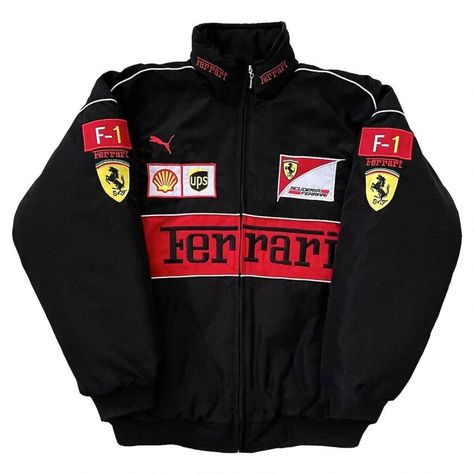 F1 Jacket, Vintage Racing Jacket, Ferrari Jacket, Ferrari Racing, Red Color Schemes, Racing Jacket, Ferrari F1, Vintage Racing, Mode Streetwear