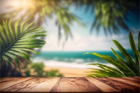 Photo wood table with seascape and palm ... | Premium Photo #Freepik #photo #palm-beach #tropical-island #caribbean #island Tropical Background Landscape, Caribbean Background, Tropical Beach Background, Island Background, Palm Background, Island Caribbean, Ancient Paper, Beach Caribbean, Ombre Wallpaper Iphone