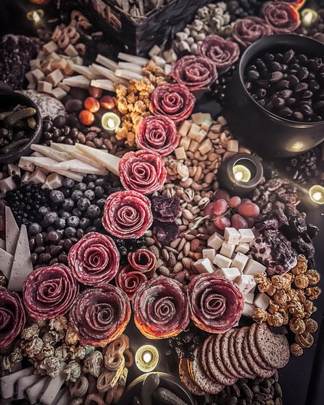 This romantically lit, gothic styled, dark & delicious grazing table is our final offering for spooky season 💀 ‘Til next year, boys & ghouls! NOW WHO’S READY FOR THANKSGIVING, CHRISTMAS & NEW YEAR CHARCUTERIE?!? 🦃🎄✨ You can shop our holiday specials! https://alaskaberryandboard.com/specials #charcuterie #charcuterieboard #charcuterieboards #graze #grazingtables #grazingtable #holidaycharcuterie #holiday #halloween #thanksgiving #christmas #newyear #alaska #shoplocal Holiday Charcuterie Table, New Year Charcuterie, Holiday Engagement Party, Charcuterie Table, Grazing Table, Holiday Halloween, Grazing Tables, October 5, Holiday Specials