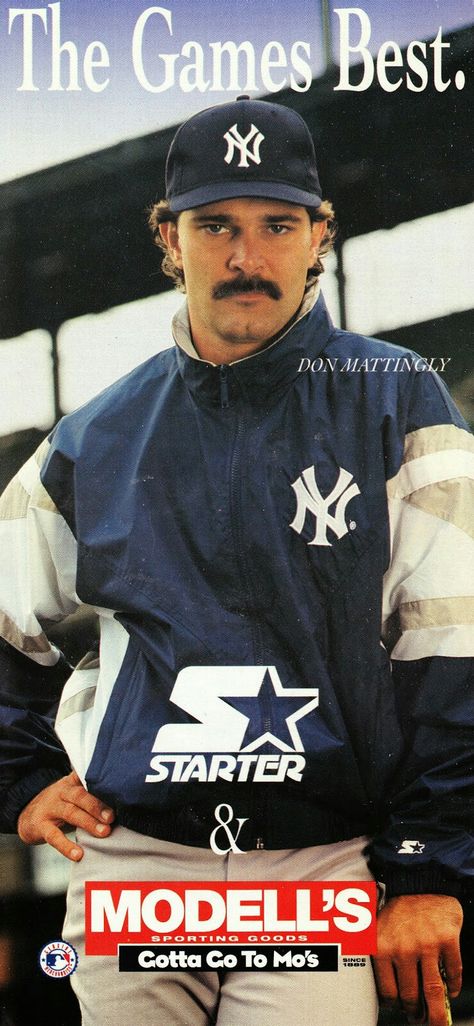 Don Mattingly vintage starter advertisement Ole Miss Baseball, Thurman Munson, Don Mattingly, Damn Yankees, Lou Gehrig, Men Are Men, Yankees Fan, New York Yankees Baseball, Yankees Baseball