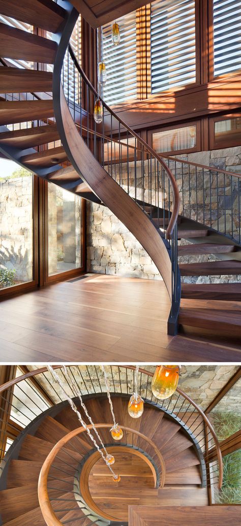 25 Modern Spiral Stairs That Will Bring a Stylish Flare to Your Home | Home Design Lover Metal Interior Design, Spiral Stairs Design, Rustic Stairs, Spiral Stair, Stair Makeover, Clad Home, Spiral Staircases, Winding Staircase, Staircase Ideas