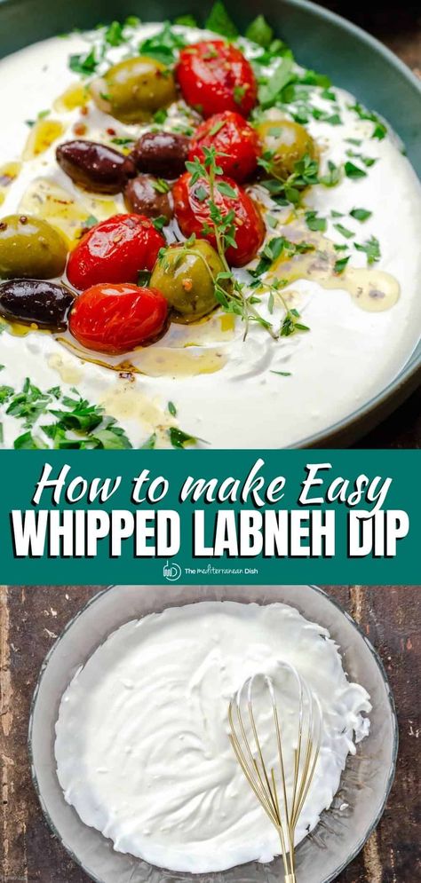 Labneh Dip, Labneh Recipe, Easy Make Ahead Appetizers, Entertaining Appetizers, Middle East Food, The Mediterranean Dish, Olive Recipes, Creamy Recipes, Moroccan Food