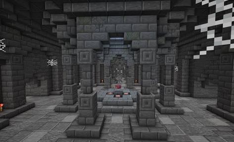 Minecraft Crypt Build, Tomb Minecraft, Minecraft Dwarven Entrance, Minecraft Underground Base Layout, Minecraft Dwarven Mine, Evil Lair Minecraft, Minecraft Base Entrance, Minecraft Crypt, Minecraft Dungeon Build