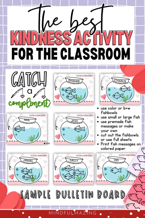 If you are looking for awesome kindness activities for kids, look no further. This is the absolute best classroom kindness activity printable. This set is called "catch a compliment" and includes all the printable pages you need to give each student or child their own fishbowl of compliments to catch. This is a suitable kindness activity for preschoolers or a fun kindness activity for elementary kids. Kindness Activities For Kids Classroom, Activities For Elementary Kids, Kindness Activities For Kids, Classroom Kindness, Kindness Activity, Kindness Week, Books About Kindness, Activity For Preschoolers, Family Resources