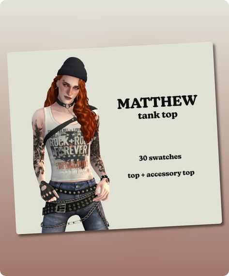 Sims 4 Clothing CC: Matthew Tank TOP Sims 4 Accessory Top, Sims Tops, Sims4 Clothing, Sims 4 Cc Download, Model Nails, Tank Top Outfits, Best Sims, Free Tattoo, Sims 4 Clothing