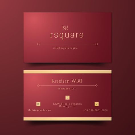 Luxury business card template | Premium Vector #Freepik #vector #business card Calling Card Design, Business Card Red, Luxury Business Card, V Card, Company Office, Visit Card, Members Club, Card Design Template, Member Card