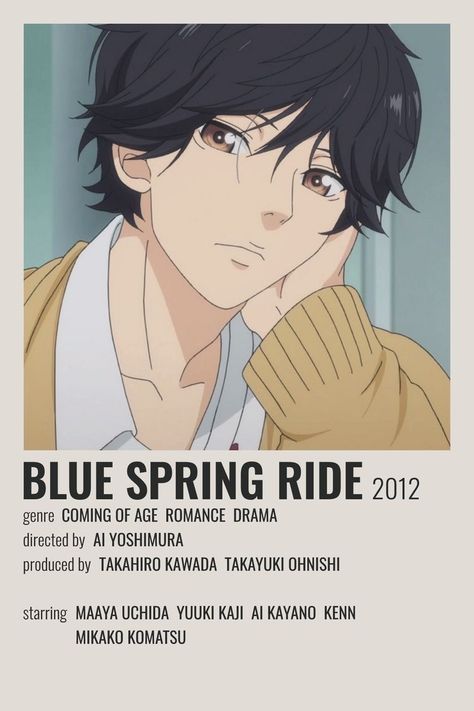 Anime Polaroid, Anime Cards, Blue Springs Ride, Collage Mural, Japanese Animated Movies, Anime Suggestions, Film Posters Minimalist, Poster Anime, Animes To Watch