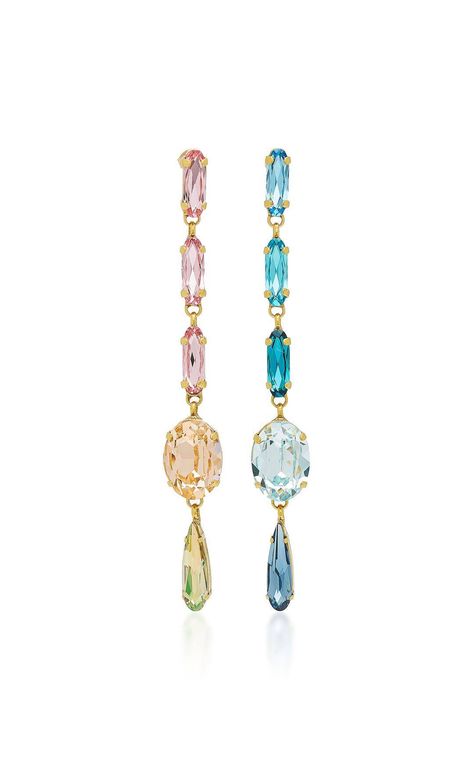 These Crystal Drop Earrings Are Dripping With Pretty | Who What Wear Roxanne Assoulin, Earring Trends, Mismatched Earrings, Swarovski Crystal Earrings, Antique Engagement Rings, Crystal Drop Earrings, Swarovski Jewelry, Chic Boutique, Moda Operandi