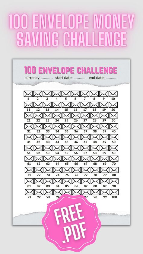 Saving Challenge Monthly, 100 Envelope Money Saving Challenge, Saving Sheet, 52 Week Money Saving Challenge Printable, Envelope Money Saving Challenge, Envelope Money Saving, Monthly Savings Plan, Save 5000, Mini Envelopes Template