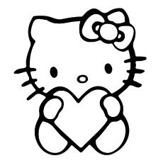 Hello Kitty with Heart Coloring Sheets Printable for Kids Hello Kitty Heart, Heart Svg, Svg For Cricut, Hello Kitty, Cricut, Kitty