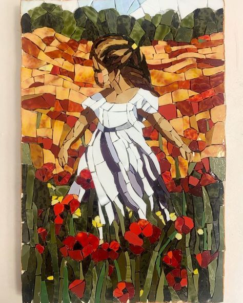 Mosaic Quilts, Stone Mosaic Art, Sunflower Mosaic, Mosaic Painting, Mosaic Art Diy, Paper Mosaic, Mosaic Portrait, Toro Inoue, Mosaic Art Projects