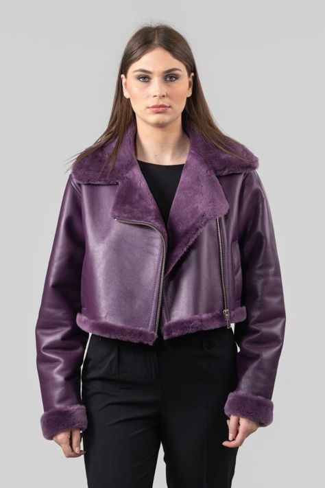 Plum Purple Nappa Shearling Short Jacket Shearing Jacket, Fur Clothing, Fur Coats, Plum Purple, Lynx, Short Jacket, Clothing And Accessories, Plum, Coats Jackets