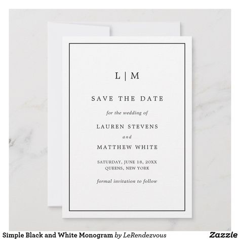 Simple Black and White Monogram Save The Date Floral Save The Dates, Dusty Blue Weddings, Save The Date Postcards, Save The Date Card, Wedding Save The Date, Formal Invitation, Save The Date Invitations, Monogram Wedding, Wedding Templates