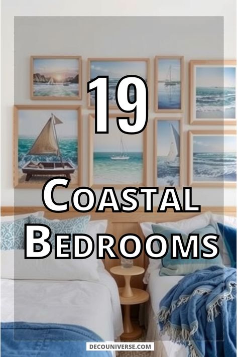 Transform your personal space into a serene coastal retreat with these 19 inspiring bedroom ideas. From nautical accents to soothing blues and natural textures, discover how to evoke the tranquil vibes of the beach. Create your perfect sanctuary that reflects seaside living, no matter where you are. Dive into the inspiration for a refreshing, beachy aesthetic! Beige And Teal Bedding, Beach Bunk Room, Blue Beach Room, Coastal Kids Bedroom, Nautical Bedroom Decor, Coastal Guest Room, Beach Bedrooms, Sea Bedrooms, Nautical Decor Bedroom