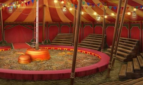 Distant Shores - Circus (Interior) Circus Tent Interior, Circus Interior, Anime Circus, Circus Props, Circus Background, Interior Concept Art, Circus Tent, Interior Concept, Birds Eye View