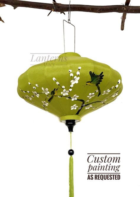 This lantern is made from bamboo frame and covered by fabric. It can be collapsed and opened easily. We can put light bulb inside for lighting. The lanterns can be used for many purposes like wedding decor, home decor, party outdoor decor, shop decor, restaurant decor, patio decor, dinning room decor... CUSTOMIZED YOUR LANTERN 1) SIZE (We measure by length of lanterns when we collapsed) #35cm 2) SHAPE (8 different shape for your choice) # Balloon # UFO # Apple # Apple upside down # Diamond # Dia Thai Lantern, Vietnamese Lanterns, Asian Lanterns, Chinese Lanterns Plant, Painted Lanterns, Chinese Lamp, Balloon Lanterns, Fabric Lantern, Japanese Lantern