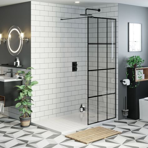 Walk In Showers | Walk In Shower Enclosures UK | VictoriaPlum.com Walk In Shower Tray, Walk In Shower Enclosures, Wet Room Shower, Walk In Shower Designs, Stone Shower, Wet Room, Black Shower, Bathroom Collections, Shower Screen