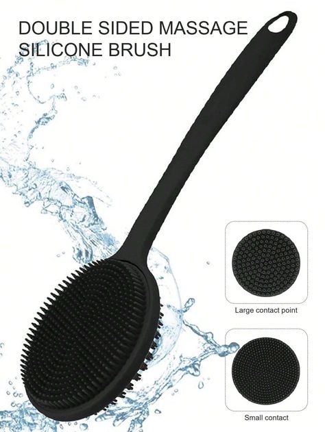 1 Pc Silicone Back Scrubber For Shower Bath Body Brush With Long Handle,Double Sided Shower Brush For Shower Exfoliating And Massage Can Produce Rich Foam, Long Handle Back Scrubber For Men And Women (Black)I discovered amazing products on SHEIN.com, come check them out! Shower Brush, Back Scrubber, Body Brush, Body Scrubber, Silicone Brush, Exfoliating Scrub, Rough Skin, Bath Brushes, Body Brushing