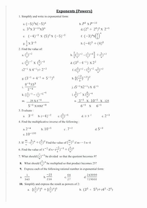 Exponents And Powers Worksheets, Exponents And Powers, 8th Grade Math Worksheets, Negative Exponents, Multiplication Facts Worksheets, Exponent Rules, Exponent Worksheets, Coordinate Graphing, Education Templates