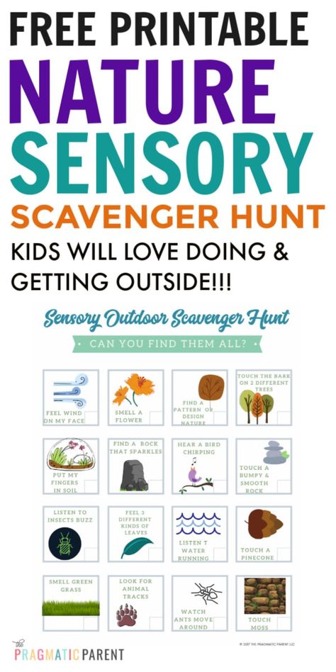 FREE PDF Printable Nature Sensory Scavenger Hunt perfect for getting the kids outside, to use in your backyard, at a local park, to take hiking, or camping. #naturescavengerhunt #outdoorscavenerhunt #outdooractivitiesforkids #sensoryscavengerhunt #teachingkidsaboutsenses #usingyoursenses #outdoorfunactivityforkids Sensory Scavenger Hunt, Walk Scavenger Hunt, Nature Walk Scavenger Hunt, Scavenger Hunt For Kids, Educational Activities For Kids, Nature Walk, Fun Games For Kids, Outdoor Activities For Kids, Summer Activities For Kids