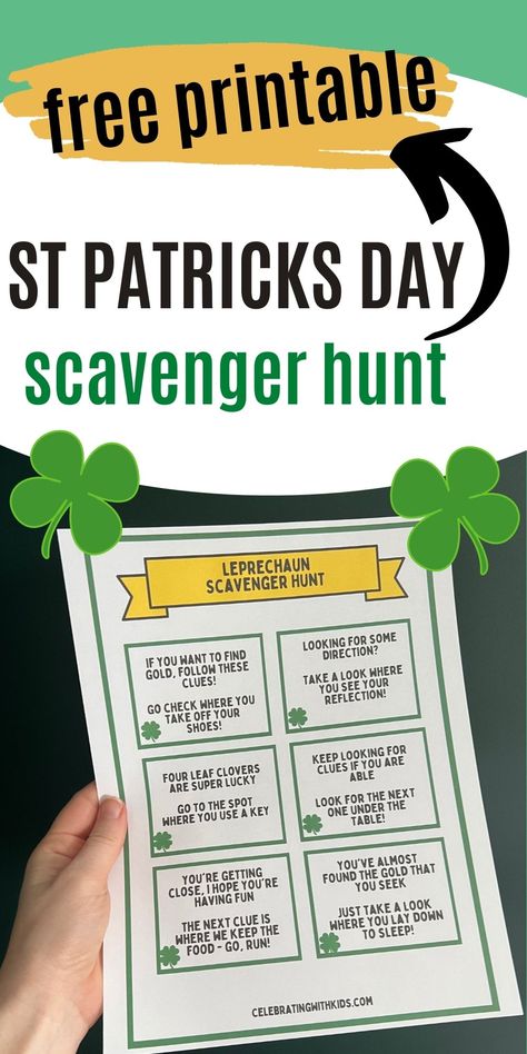 Leprechaun Scavenger Hunt Free, St Patrick’s Day Scavenger Hunt Free, St Patrick’s Day Scavenger Hunt, Leprechaun Scavenger Hunt, Leprechaun Gift, Celebrate St Patricks Day, School Scavenger Hunt, Prek Activities, Box Template Printable