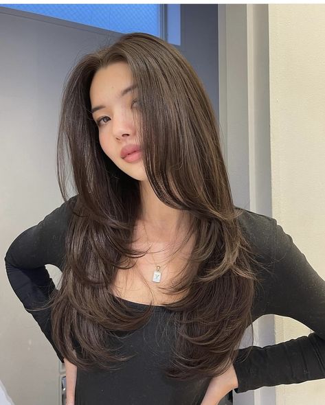 Long Wispy Side Bangs, Long Layers Asian Hair, Korean Long Layered Haircut, Front Layers Long Hair, Long Front Bangs, Butterfly Haircut, Haircuts For Long Hair With Layers, Haircut 2024, Haircuts For Medium Length Hair