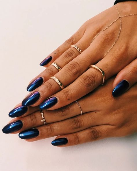 The 6 Top Fall Nail Trends to Know Before Everyone Else | Who What Wear Navy Blue Nail Designs, Trendy Nail Polish, Dark Blue Nails, Navy Nails, Navy Blue Nails, Fall Nail Trends, Blue Nail Polish, Blue Nail Designs, Blue Nail