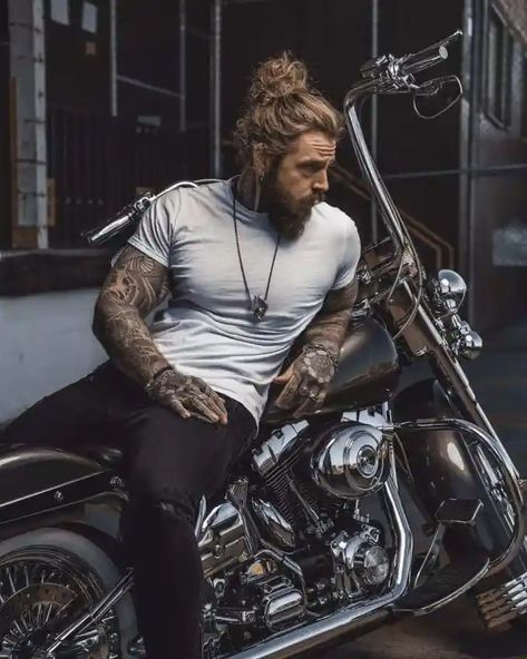 Motorcycle Guy, Tatted Men, Biker Photoshoot, Biker Aesthetic, Ripped Body, Biker Men, Men Photoshoot, Men Model, Life Design