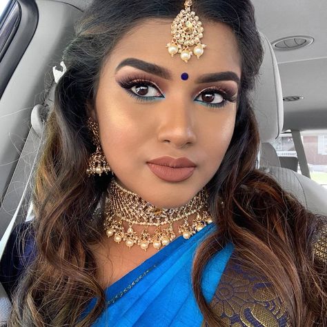 Tamil Makeup, Traditional Makeup, Eye Makeup Ideas, Toronto Travel, Best Eye Makeup, Blue Saree, Weekend Trip, Blue Eye Makeup, Pure Silk Sarees